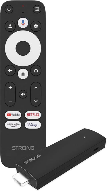 STRONG - Streaming Box Android TV 4K UHD - SRT41 - Google TV HDMI Key - Chromecast Built-in - Compatible con la Asistencia Vocal Google - Dolby Atmos - Fácil de Instalar - Formato Stick - Negro